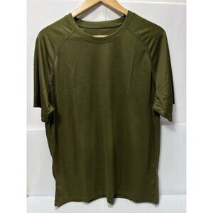 Athletic T-Shirt Short Sleeve Sweat-Wicking Workout Shirt Large -New Army Green